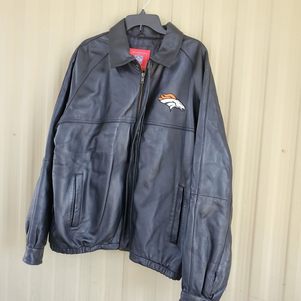 NFL Black Denver Broncos Leather Jacket Size XL